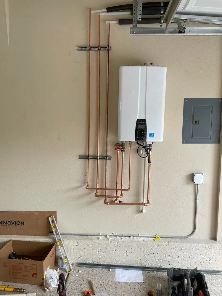 tankless water heater installed in home